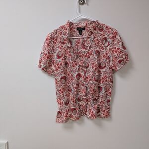 Ralph Lauren Red and White Casual Button Down Shirt